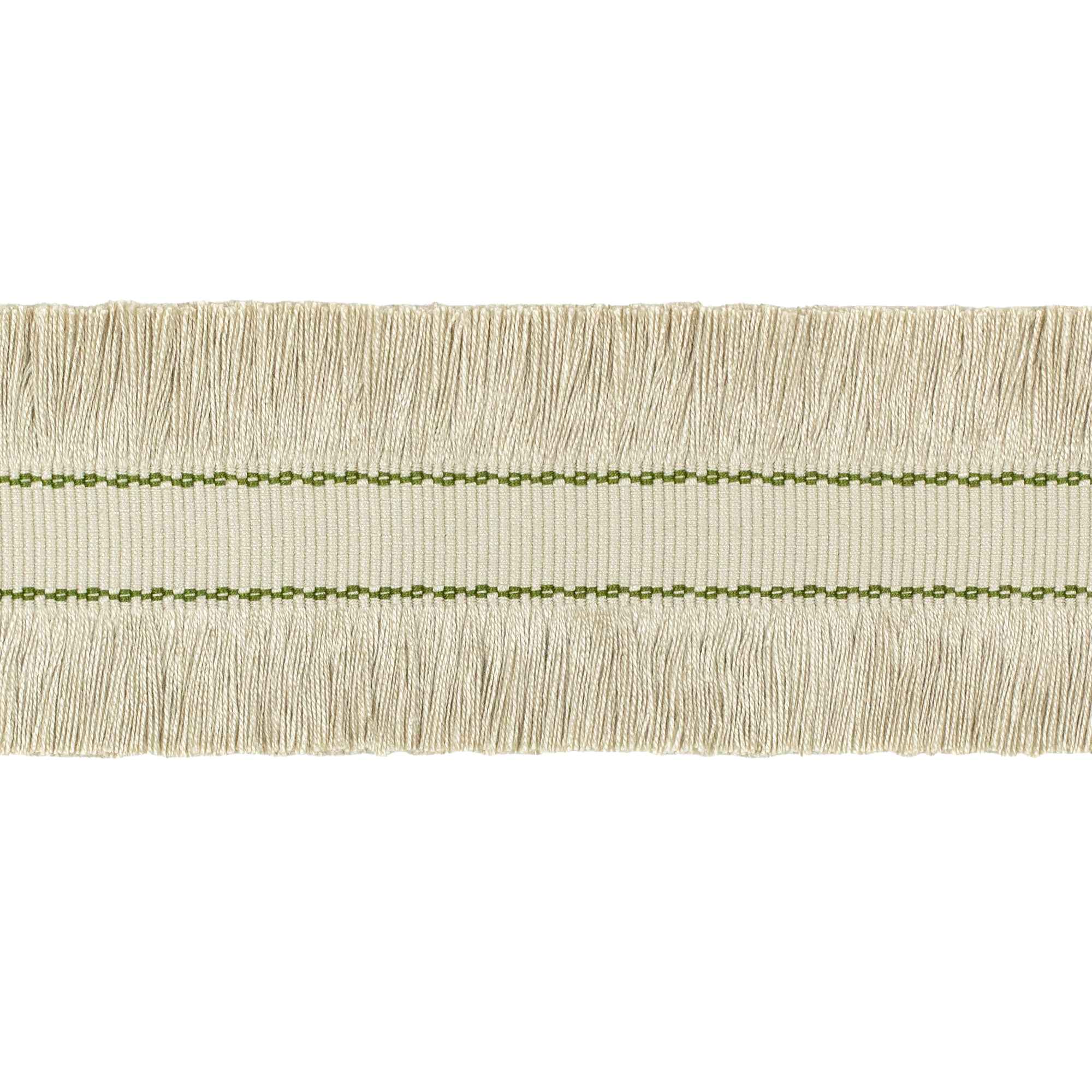Double Cut Ruche Fringe - Flax and Olive Green