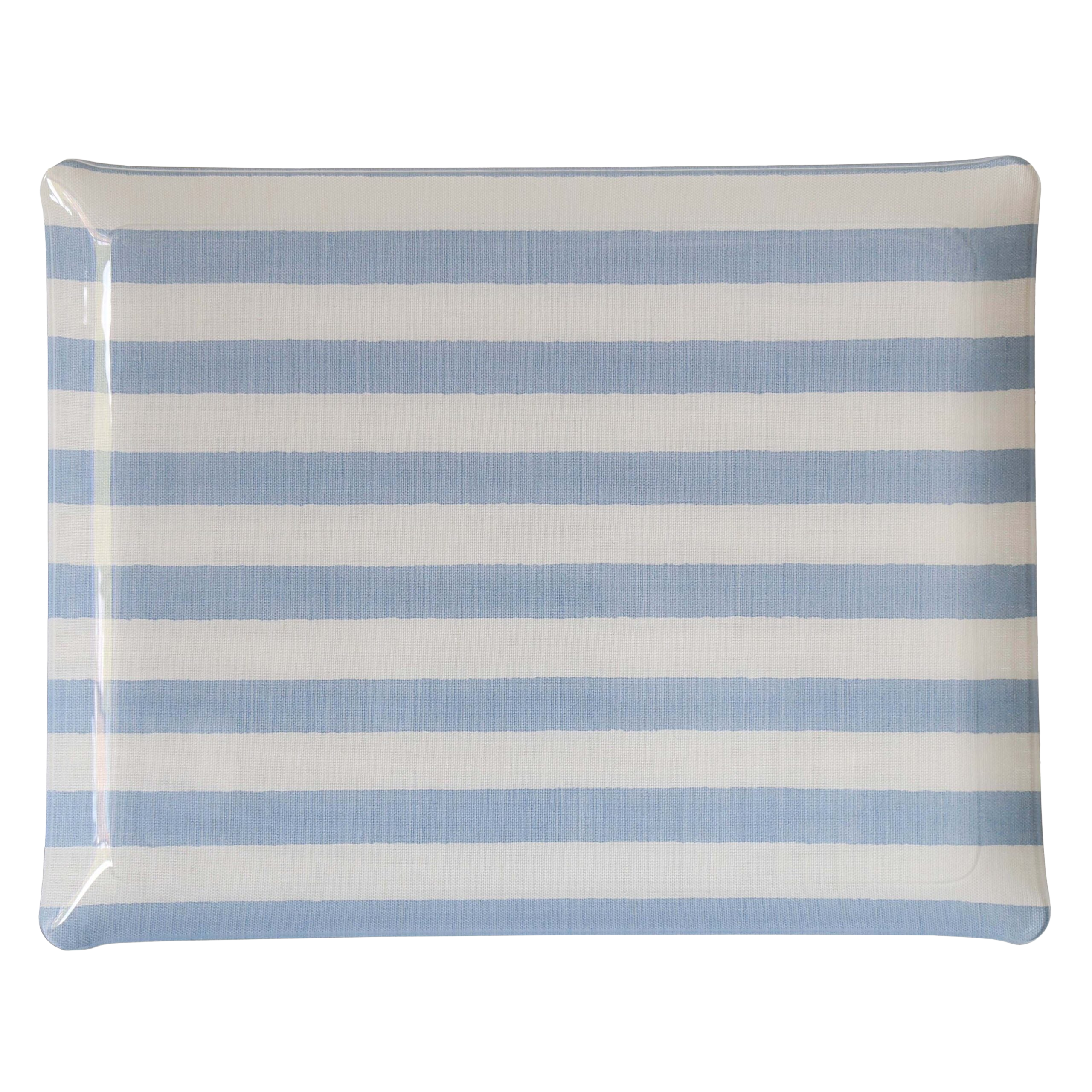 Melba Stripe Large Tray - Sky on White