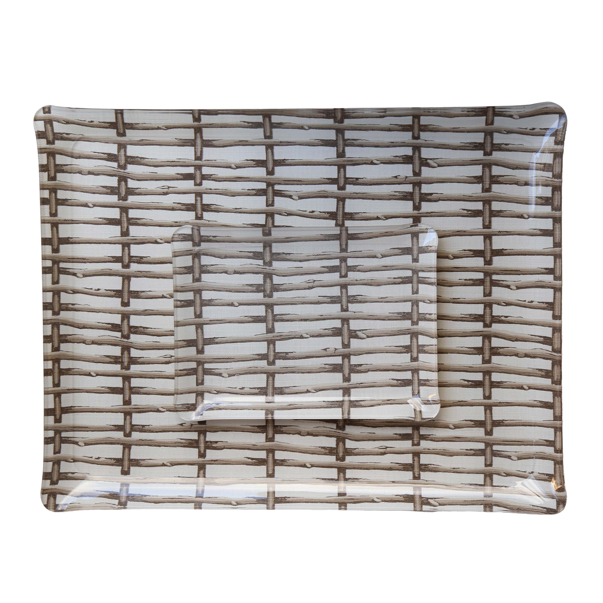 Twig Fence Small Tray - Brown on White