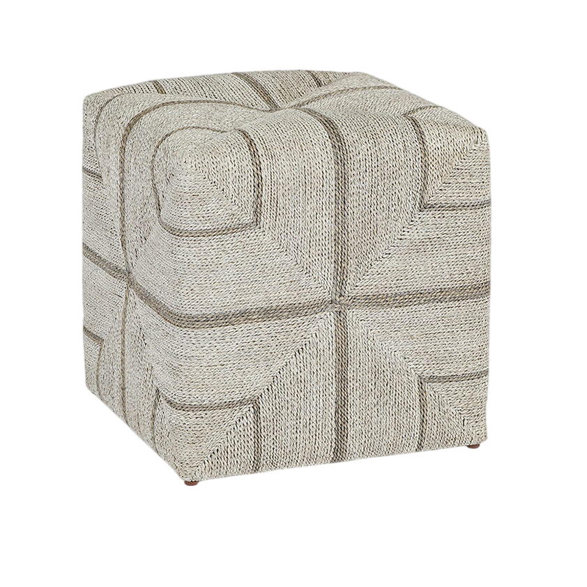 Fritz Rope Square Ottoman - Fog White