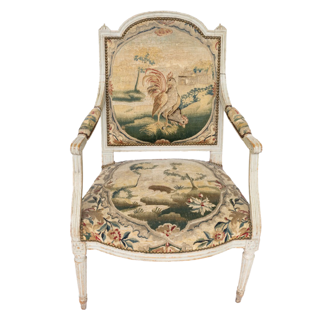 Set of 4 Louis XVI Style Grey Painted Armchairs