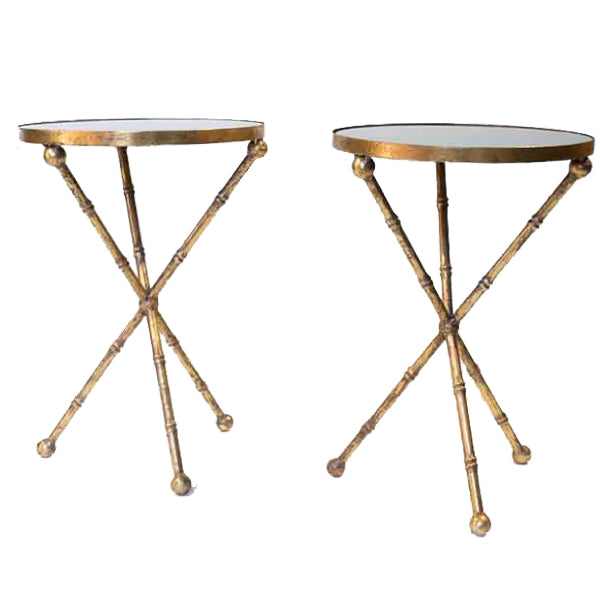Gilt Bamboo Round Side Table