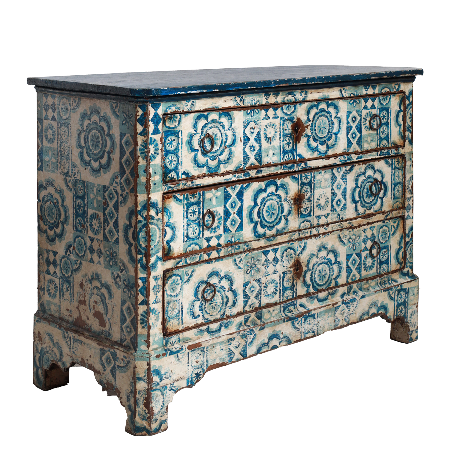 1820s Painted Commode with Delft-style Motifs