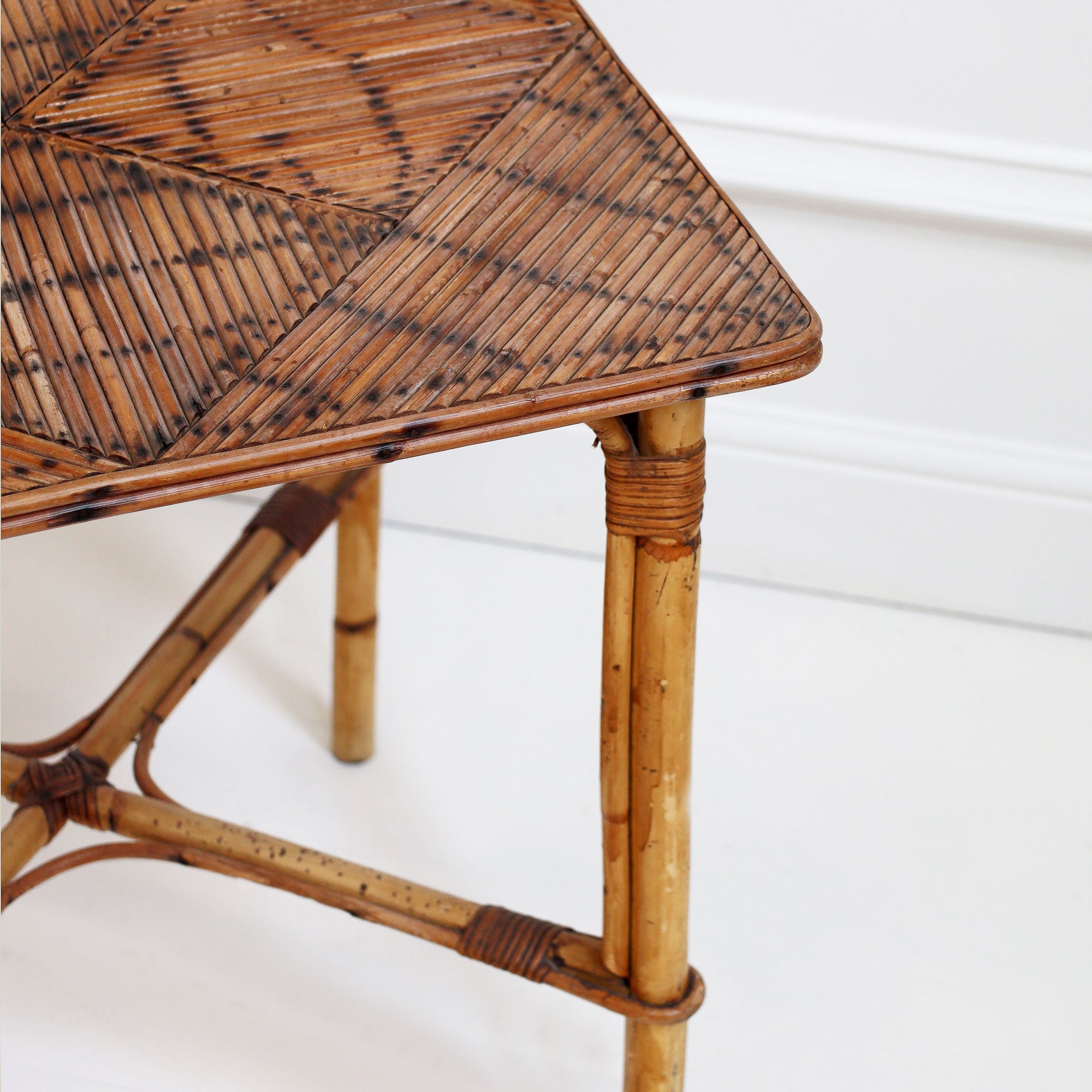 1970s Italian Style Rattan Side Table