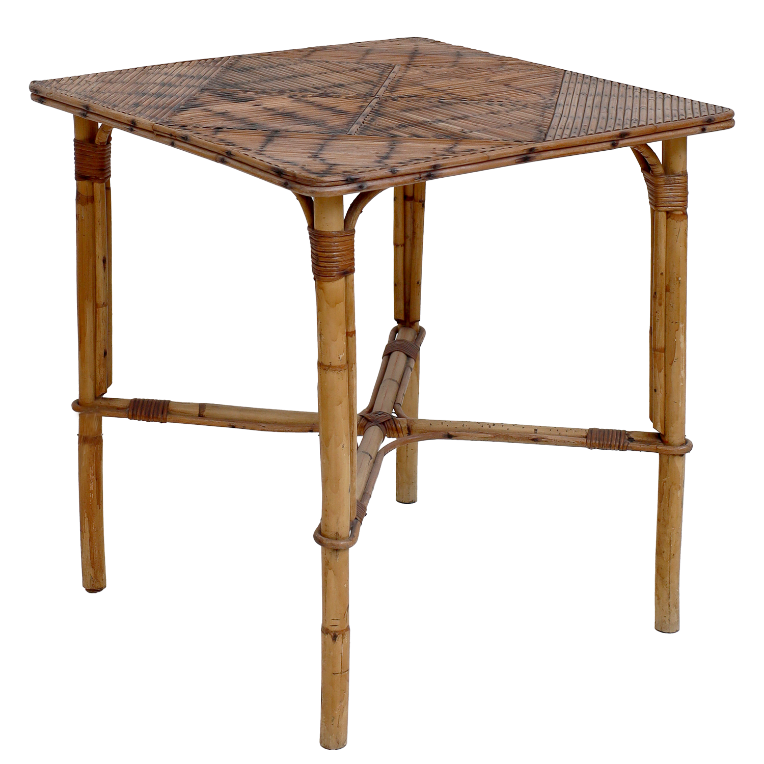 1970s Italian Style Rattan Side Table