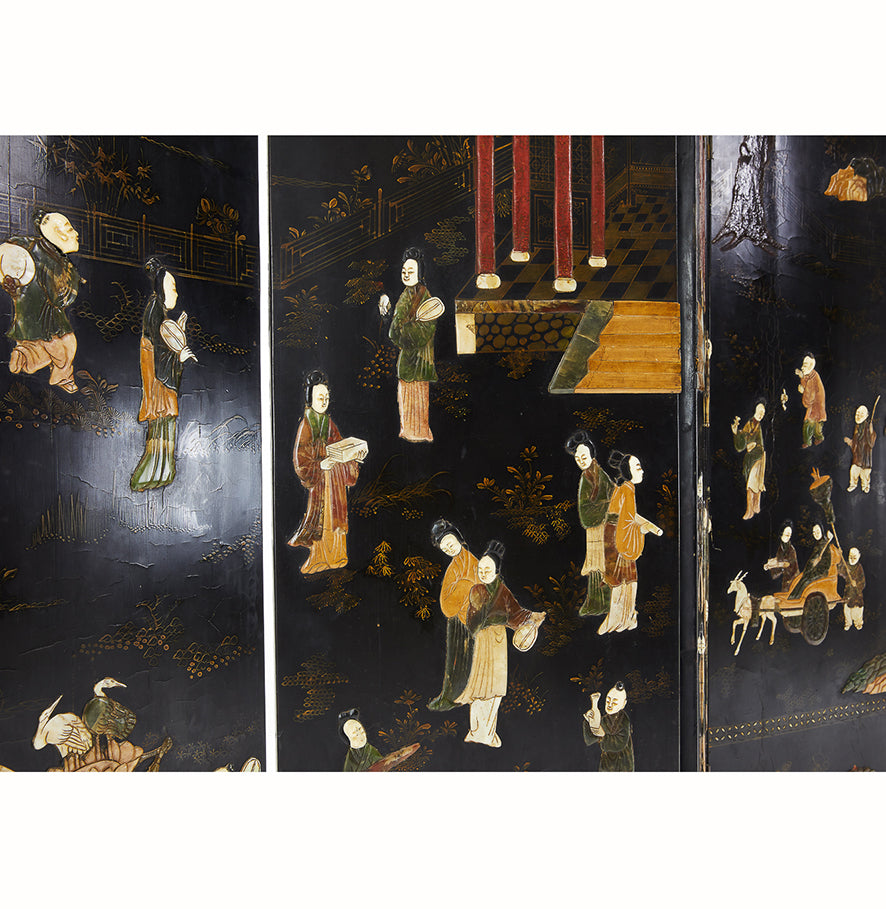 19thC Carved Stone &#038; Lacquered Screen &#8211; Detail 1 LR