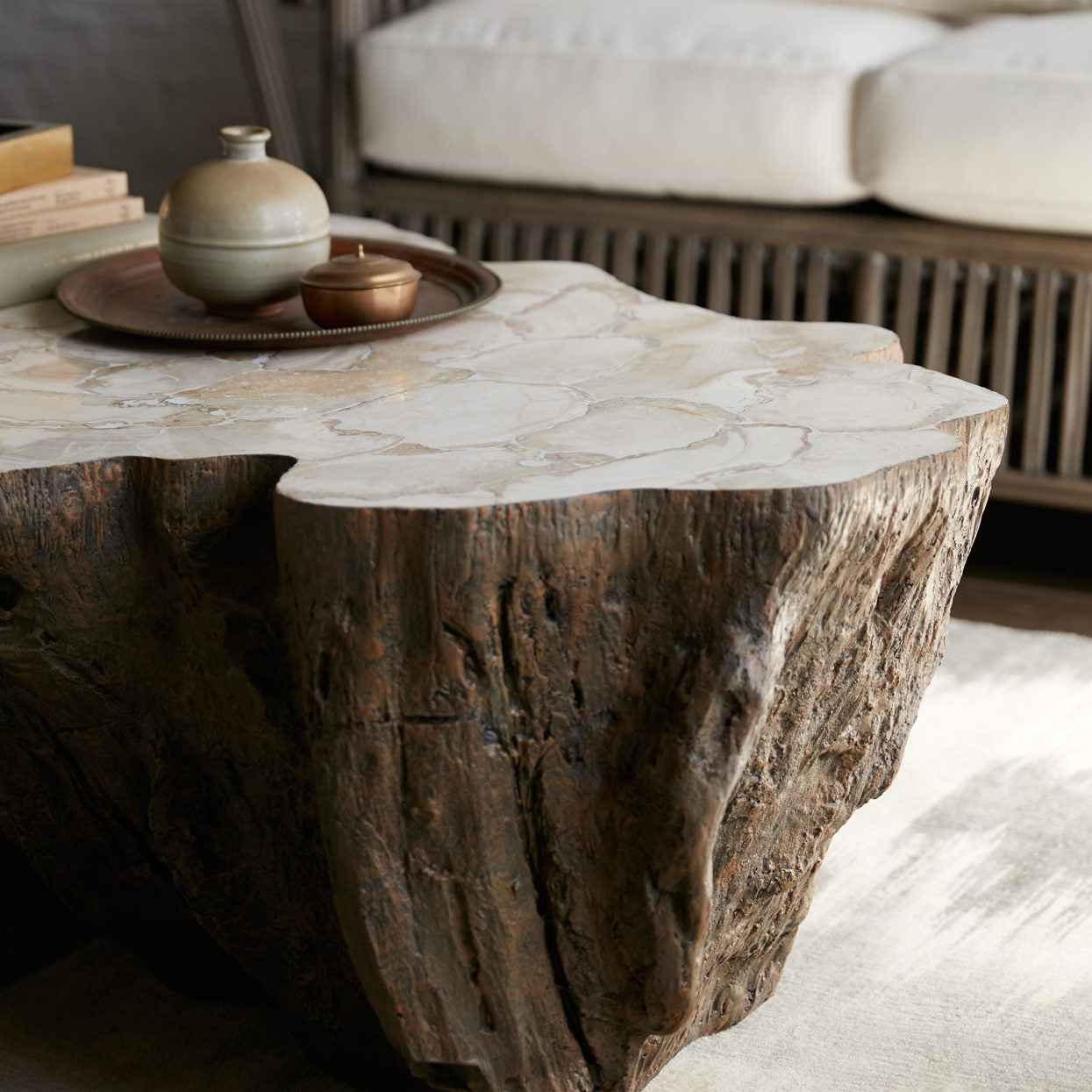 Chloe Fossilized Clam Lava Coffee Table