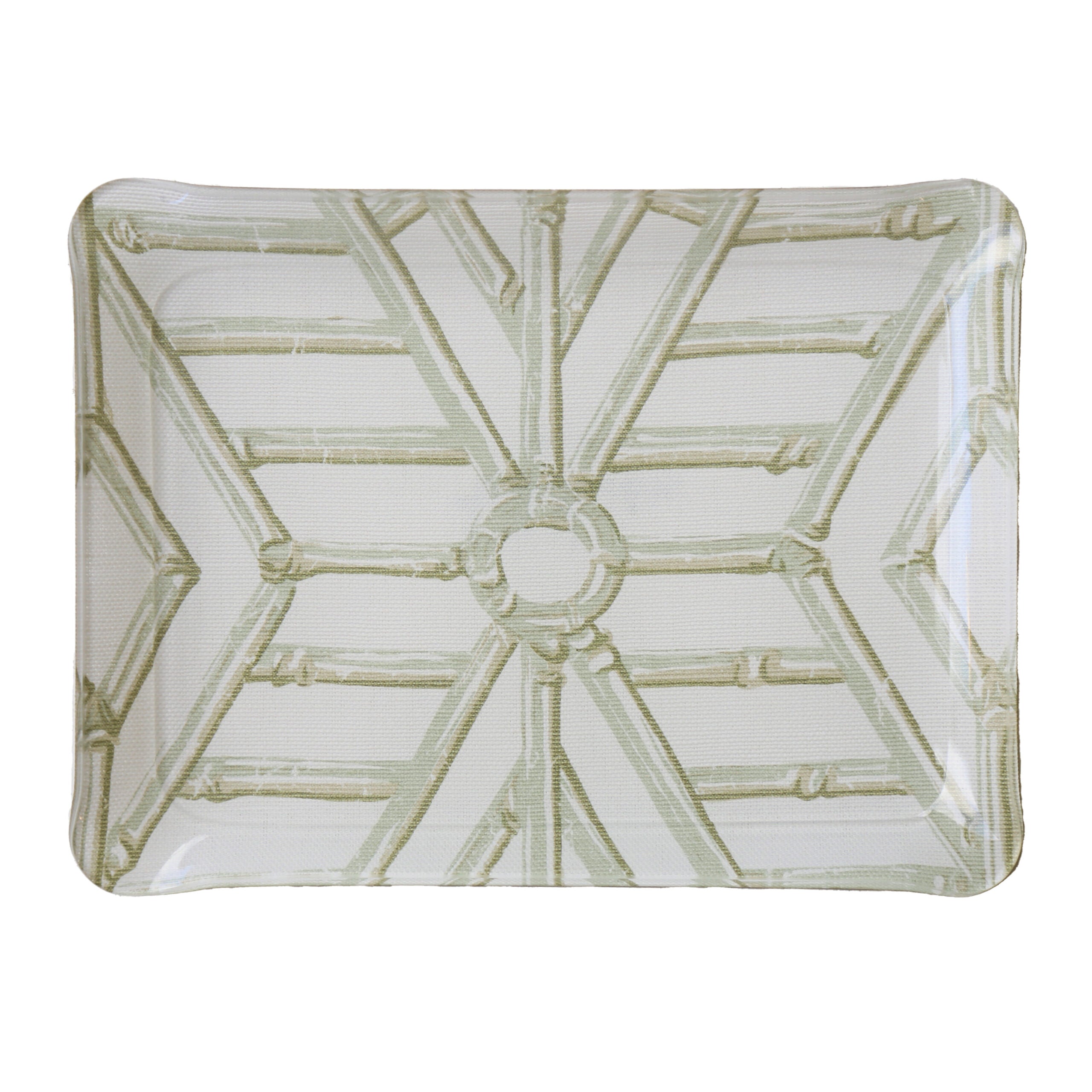 Bamboo Cane Small Tray - Celadon on White
