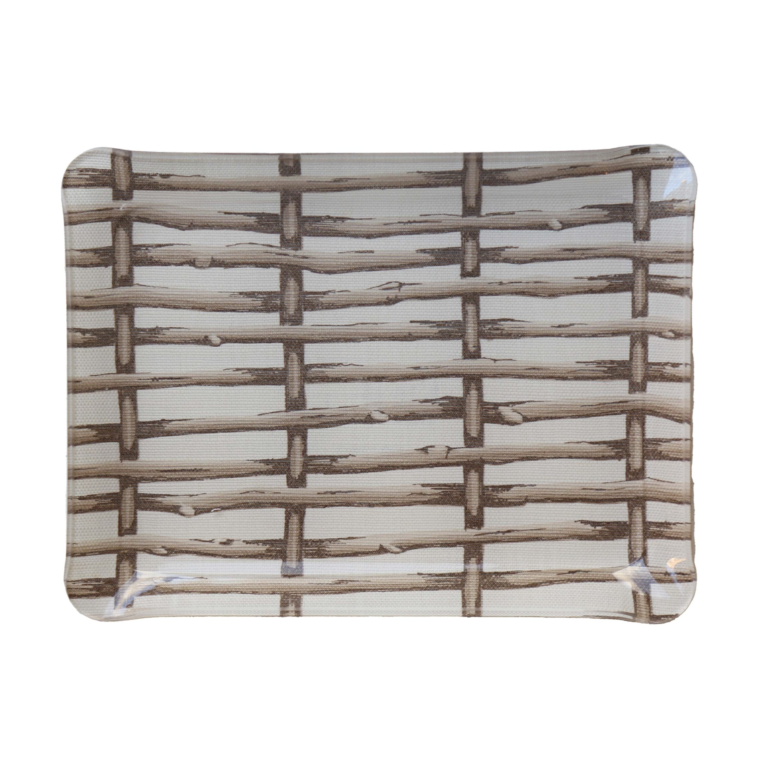 Twig Fence Small Tray - Brown on White