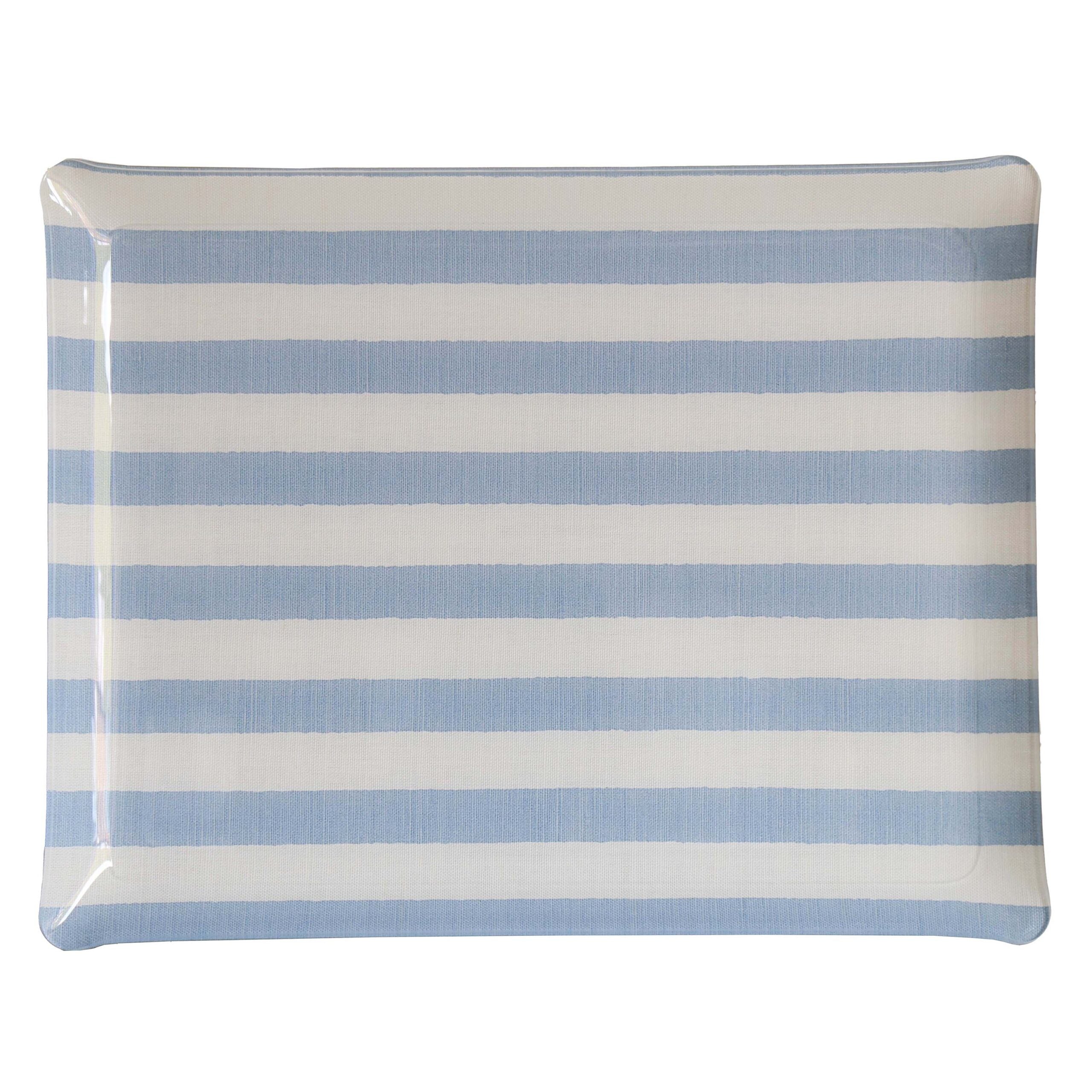 Melba Stripe Large Tray - Sky on White