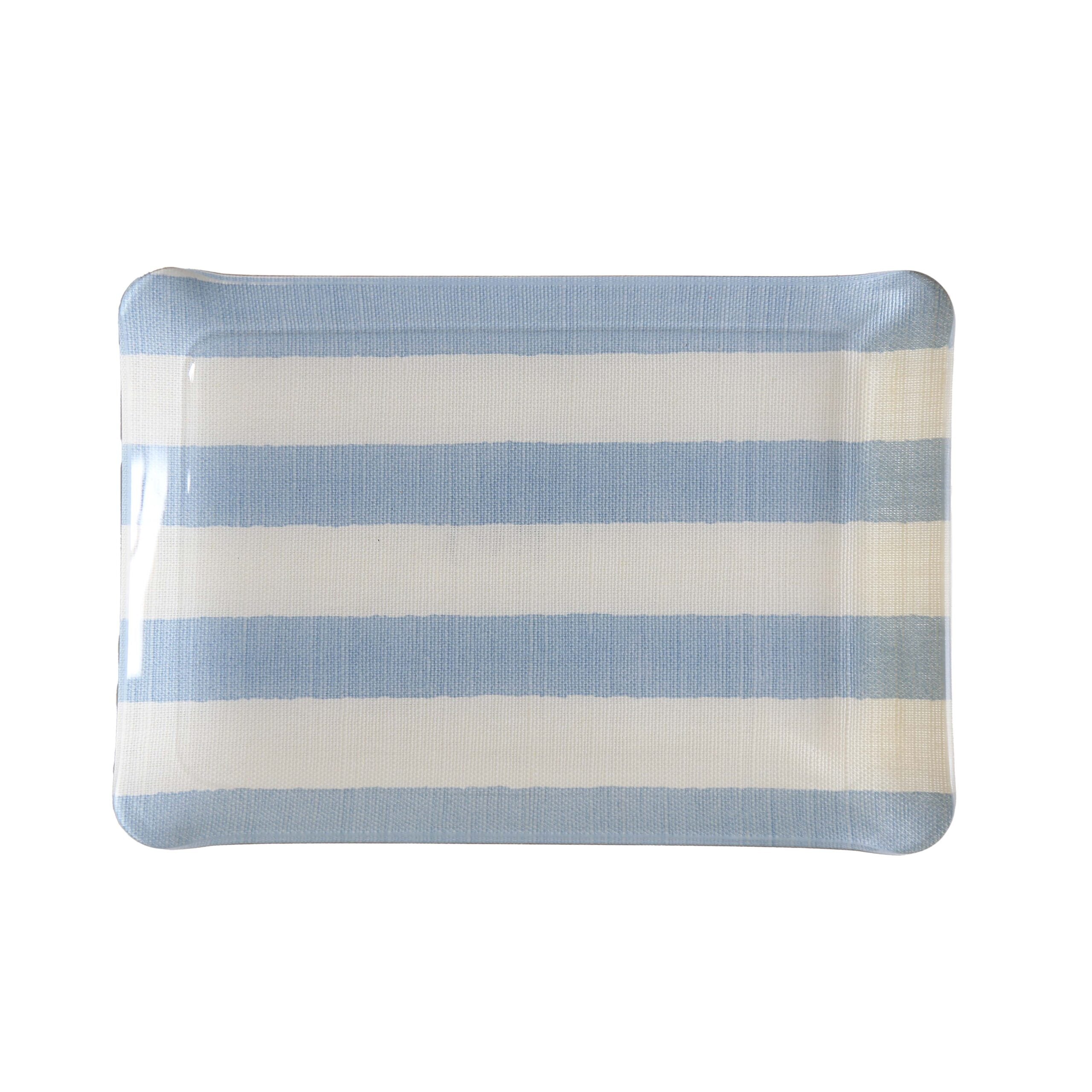 Melba Stripe Small Tray - Sky on White