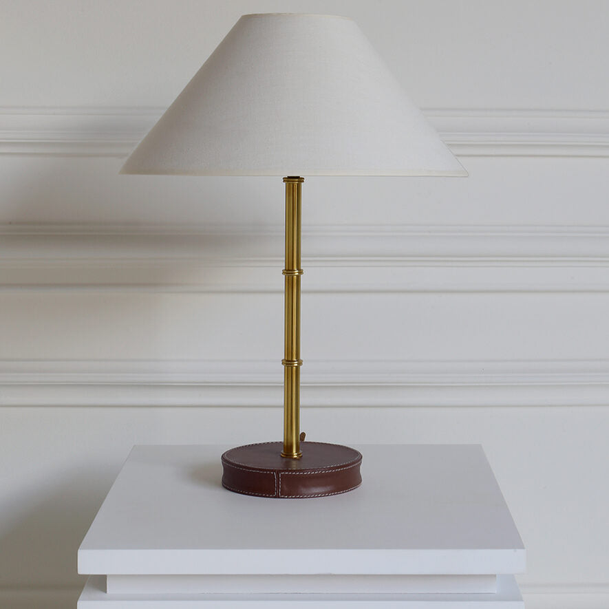 Adnet Table Lamp Brass and Brown LR