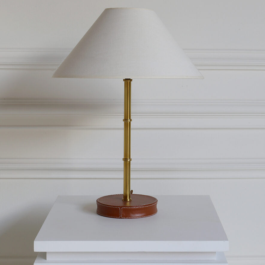 Adnet Table Lamp Brass and Tan LR