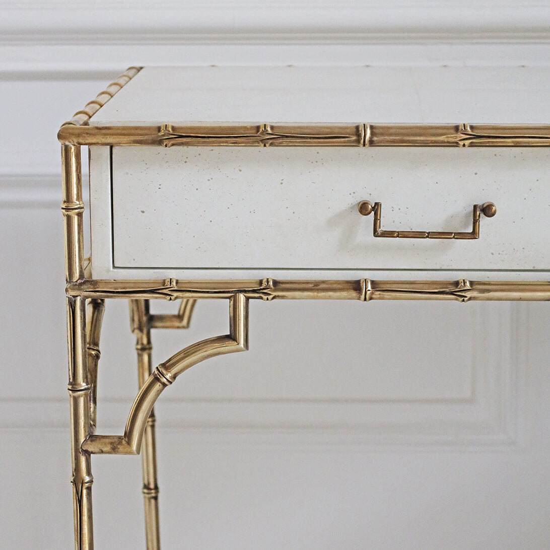 Faux Bamboo Metal Desk - Parchment