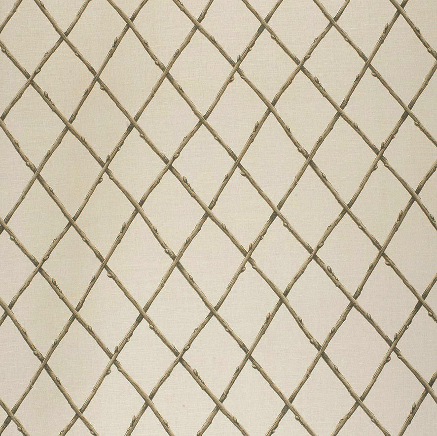 Bare Twig Trellis - Brown on Ecru