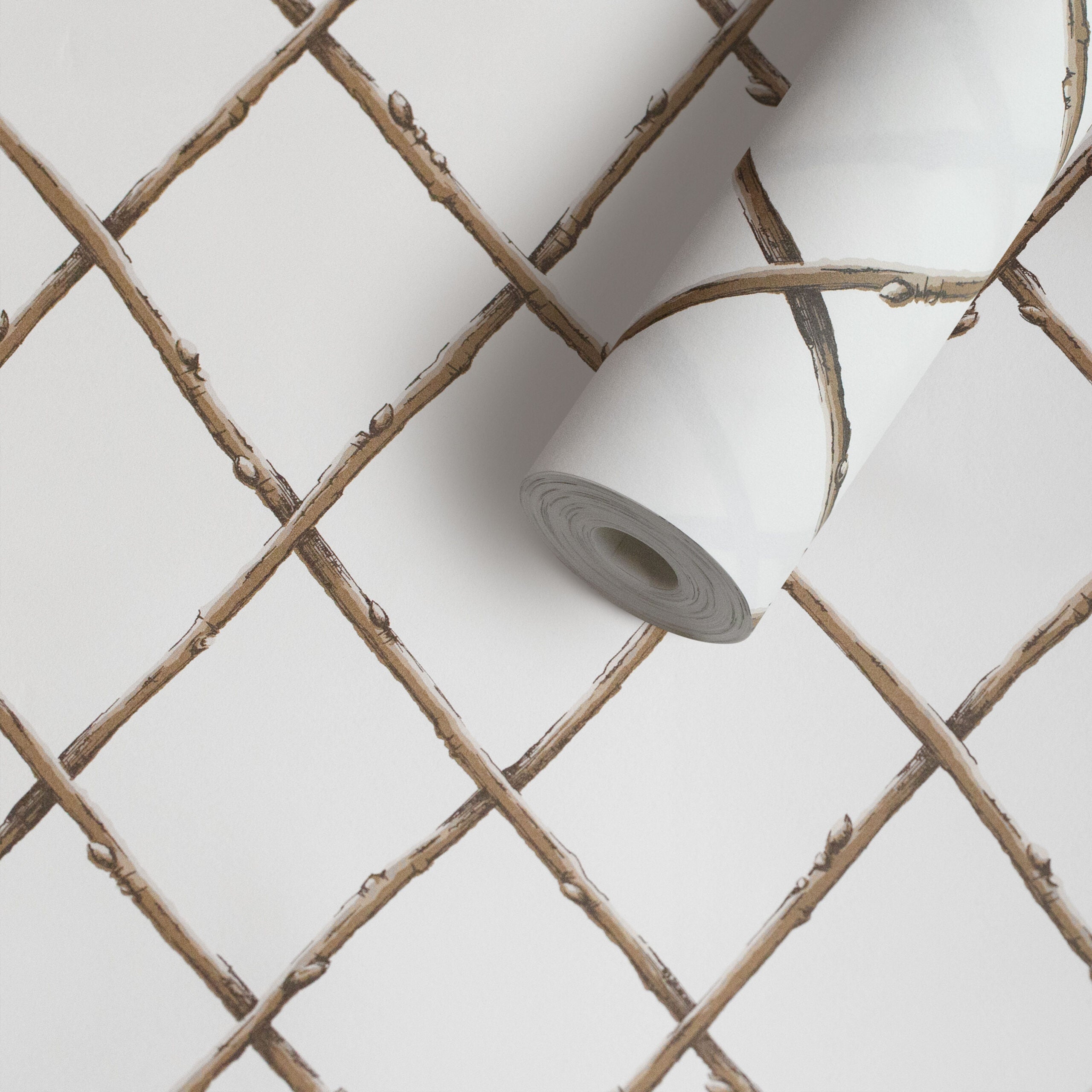 Bare Twig Trellis Wallpaper - Brown