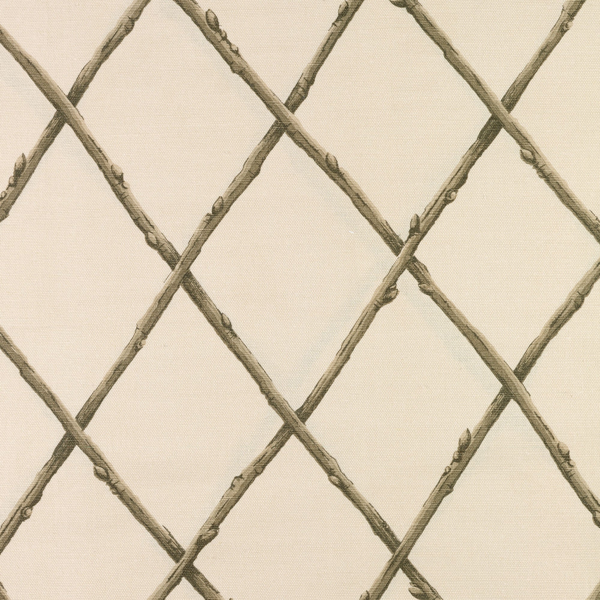 Bare Twig Trellis - Brown on Ecru