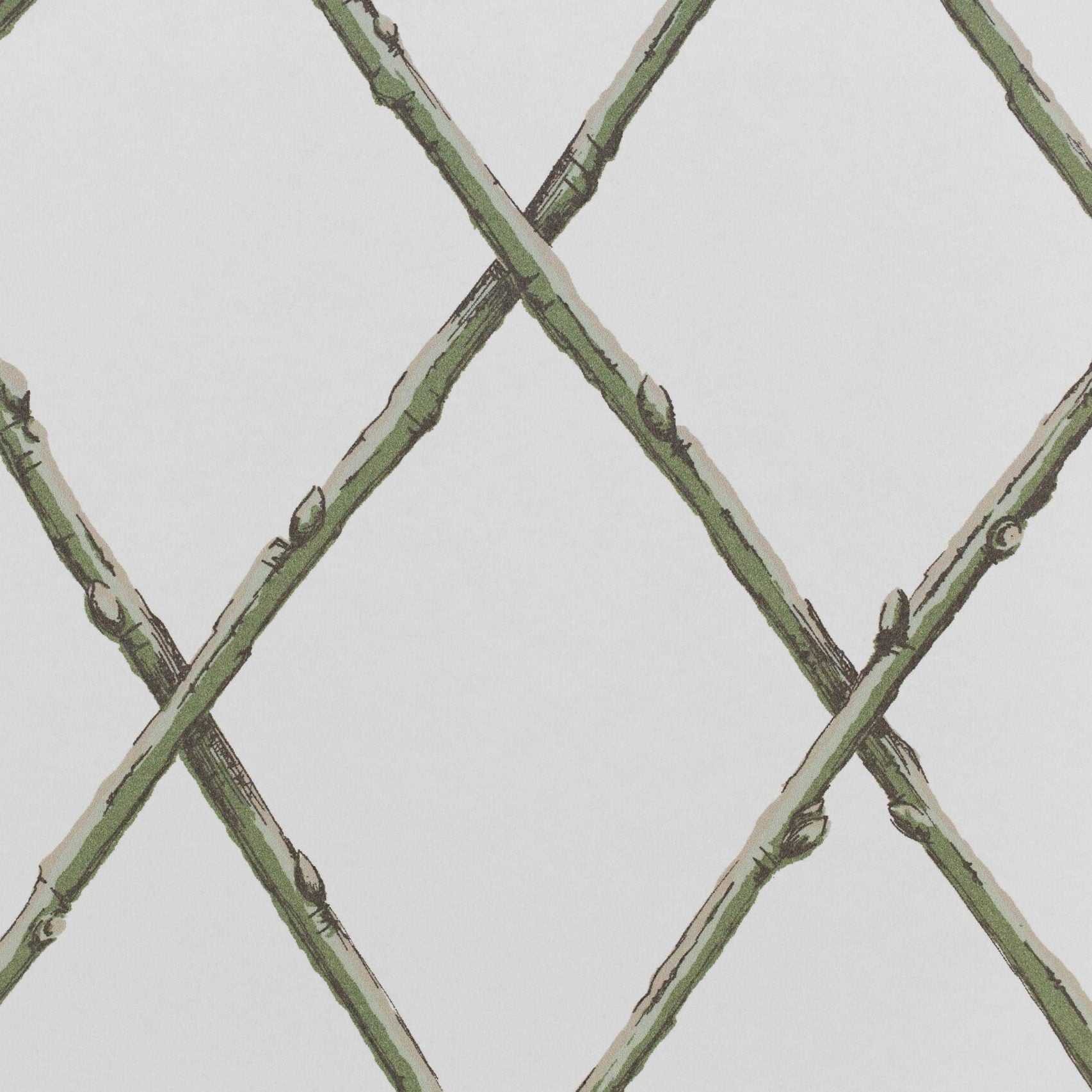 Bare Twig Trellis Wallpaper - Green