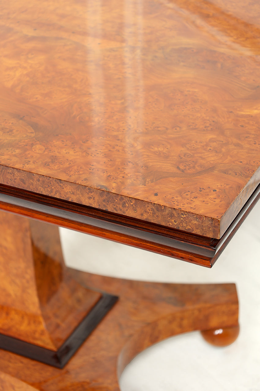 Close-up of a wooden table with a white background