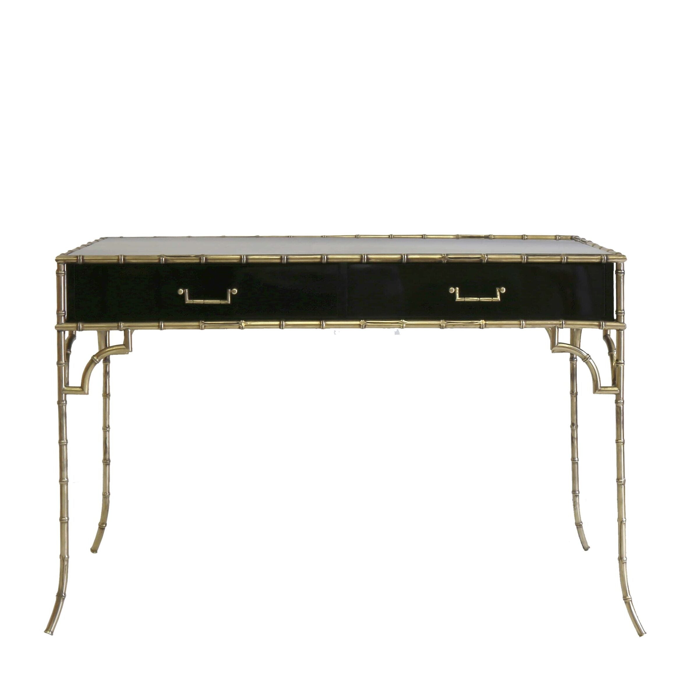 Faux Bamboo Metal Desk - Black