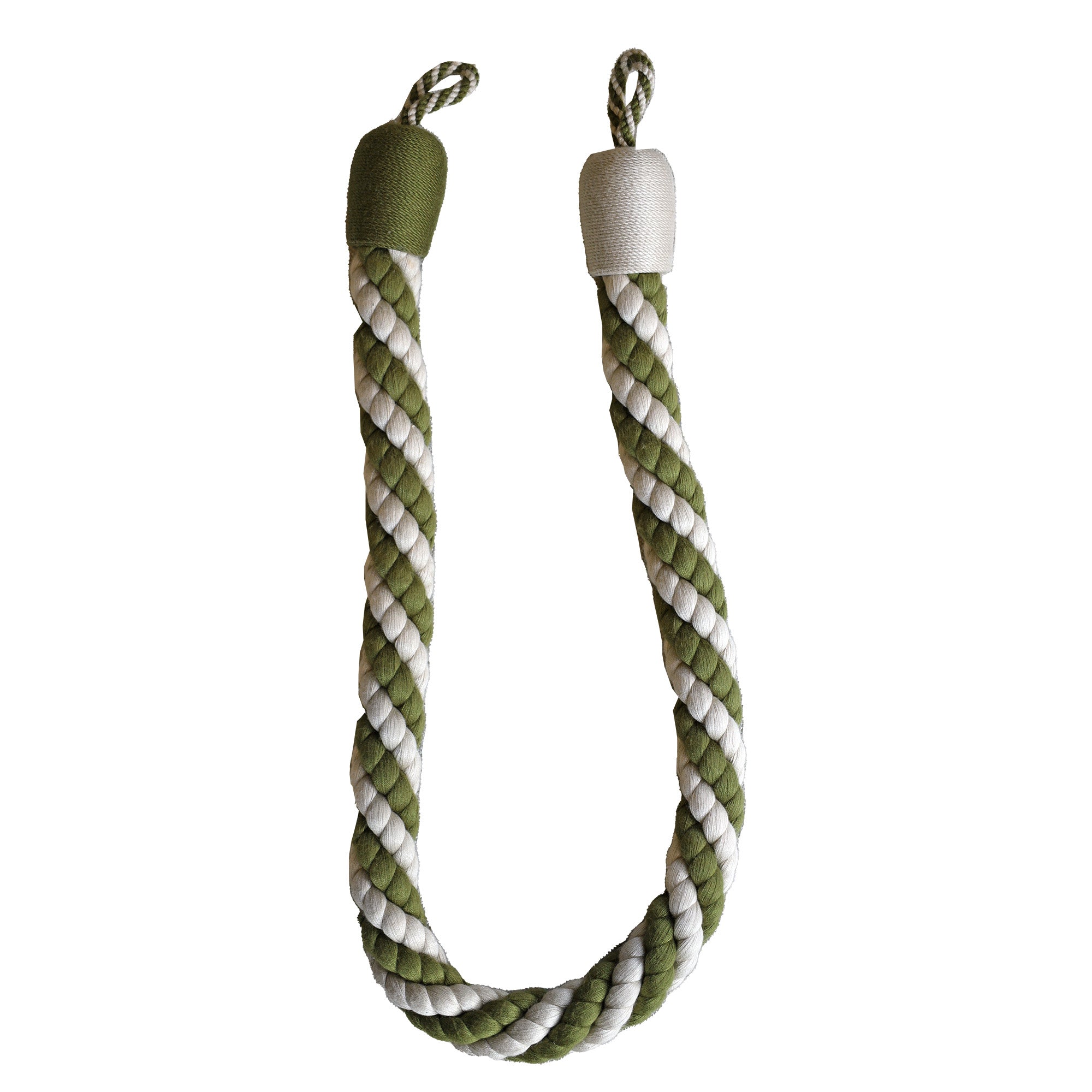 Cabled Rope Tieback - Flax & Olive Green