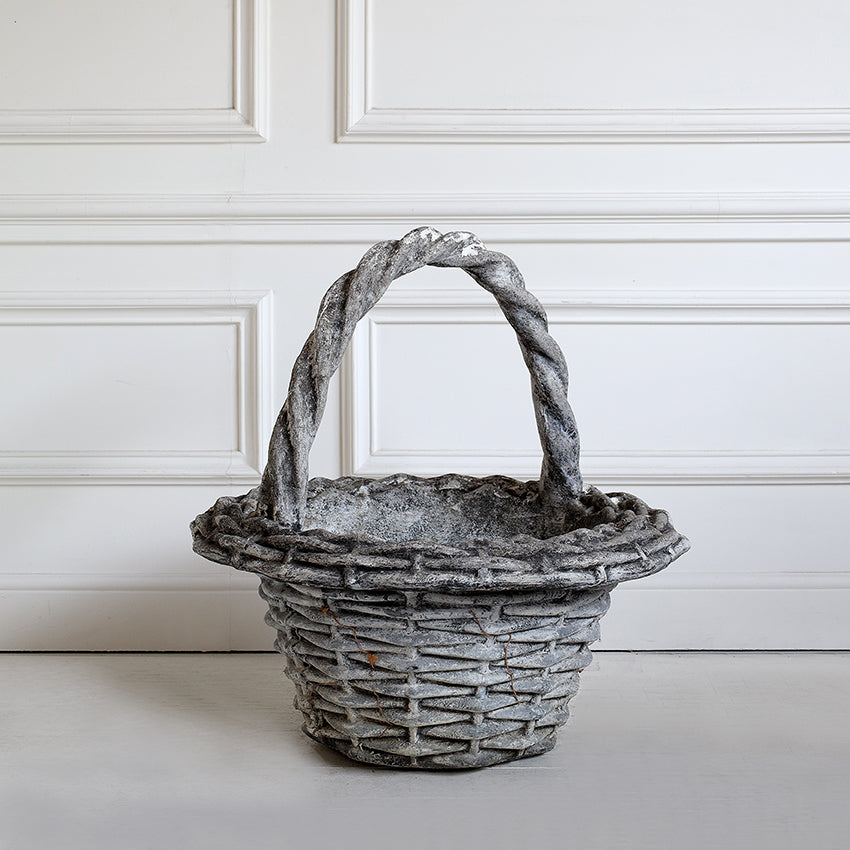 19th Century French Stone-weave Basket Planter