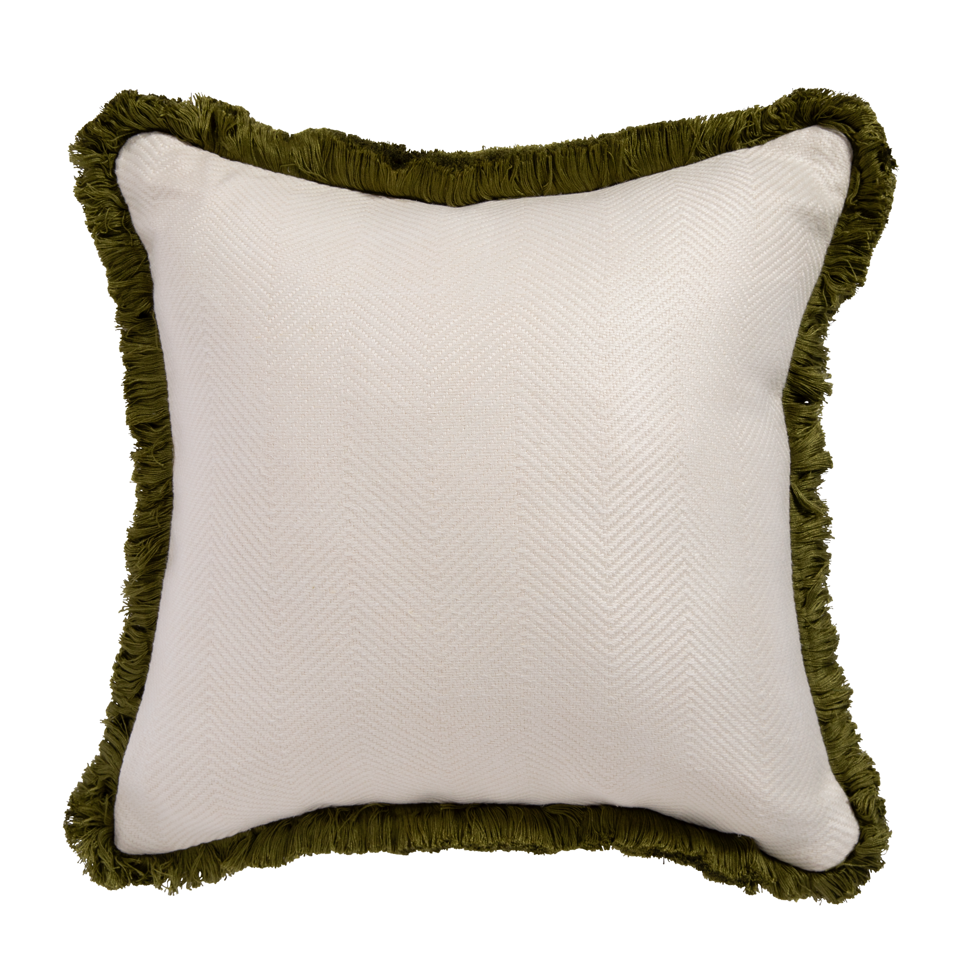 Dorset Cushion - White/Olive Green