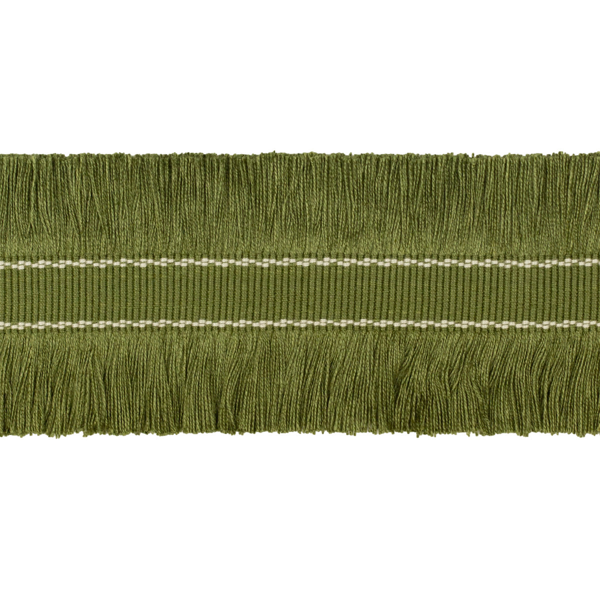 Double Cut Ruche Fringe in Olive Green