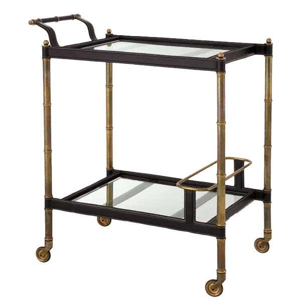 Brass Bamboo and Leather Trolley