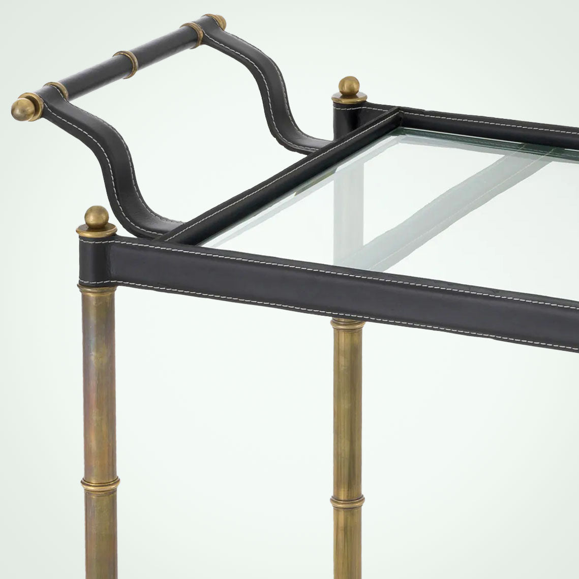 Brass Bamboo and Leather Trolley