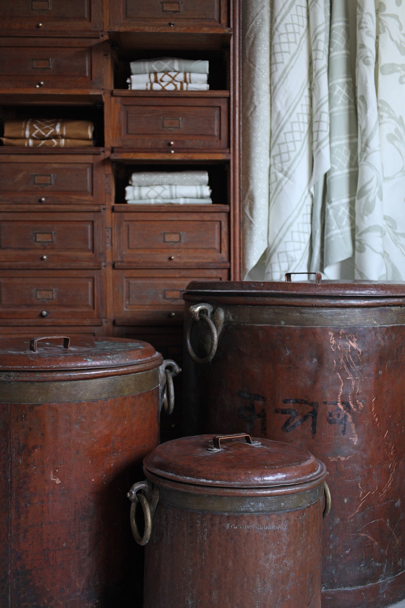 Set of 3 Solid Hammered Copper Pots