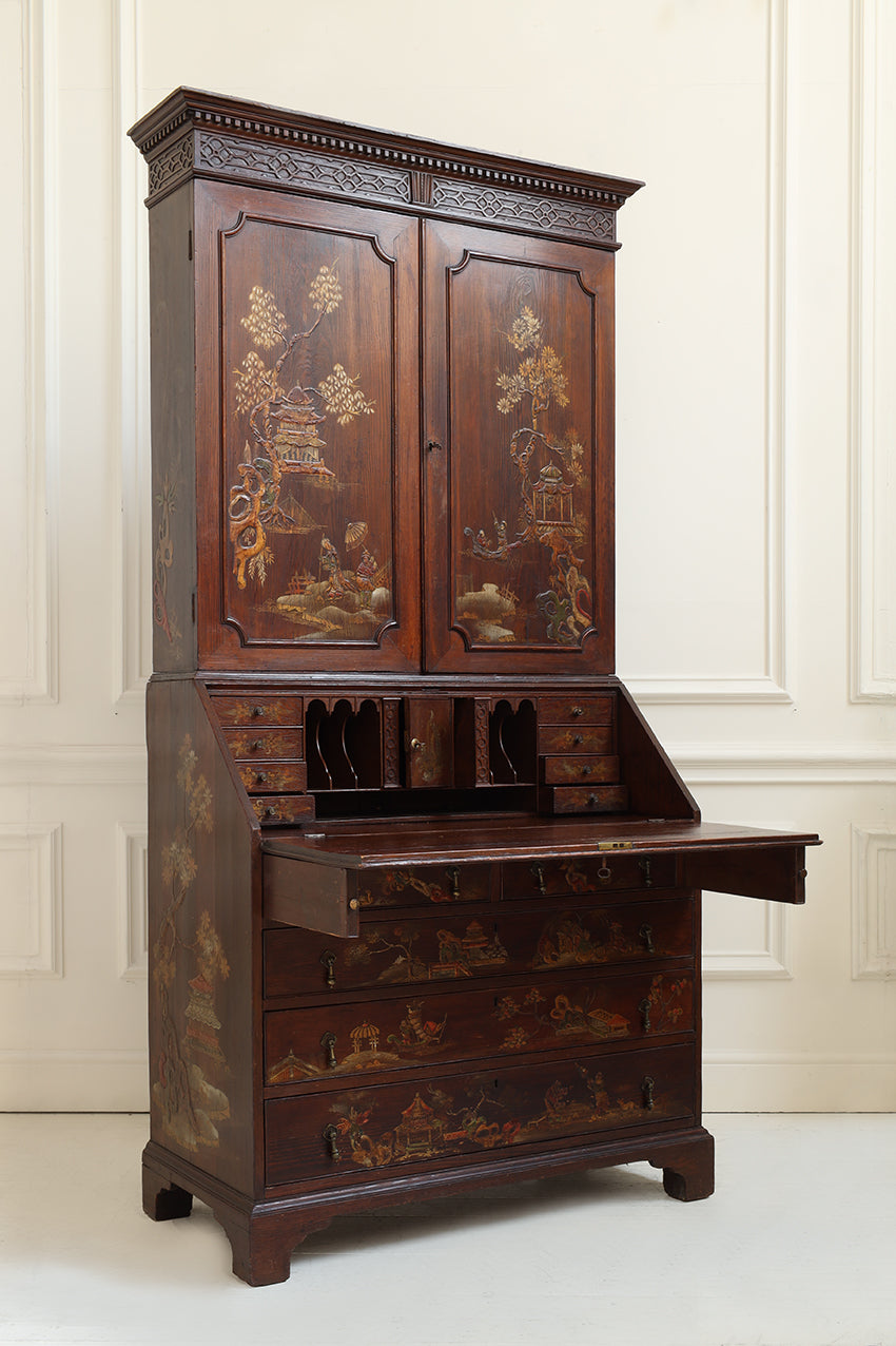 George III Chinoiserie Bureau Bookcase