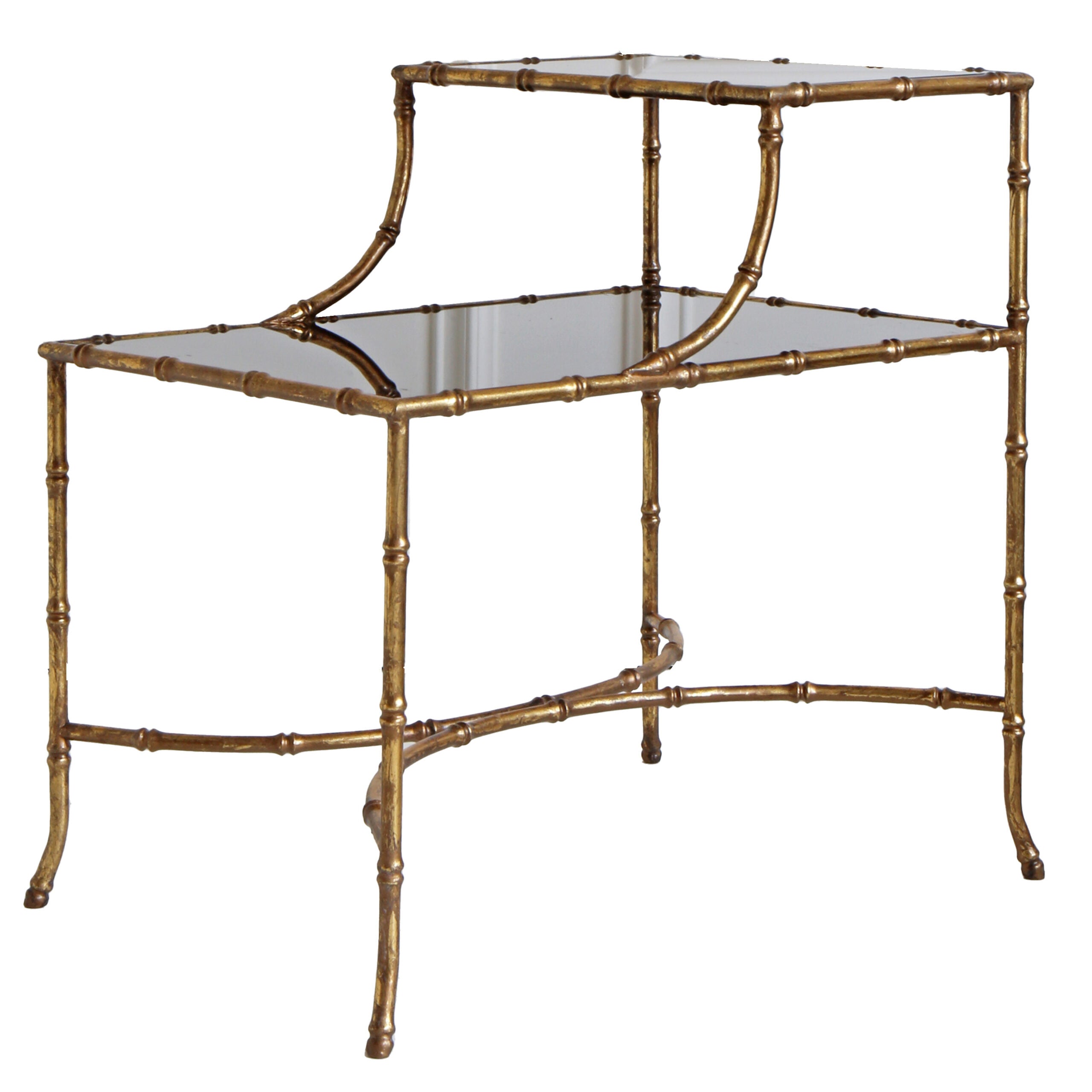 Gilt Bamboo Rectangular Side Table