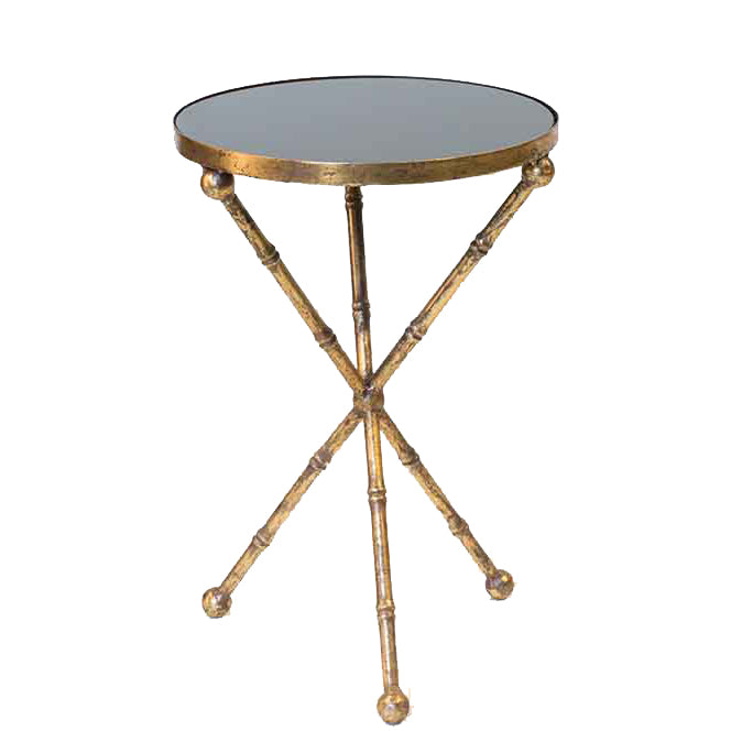Gilt Bamboo Round Side Table