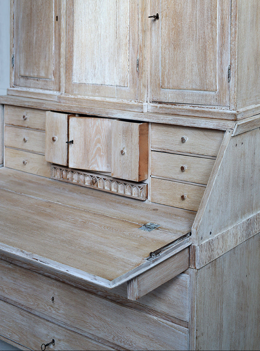 Gustavian Bleached Oak Secretaire