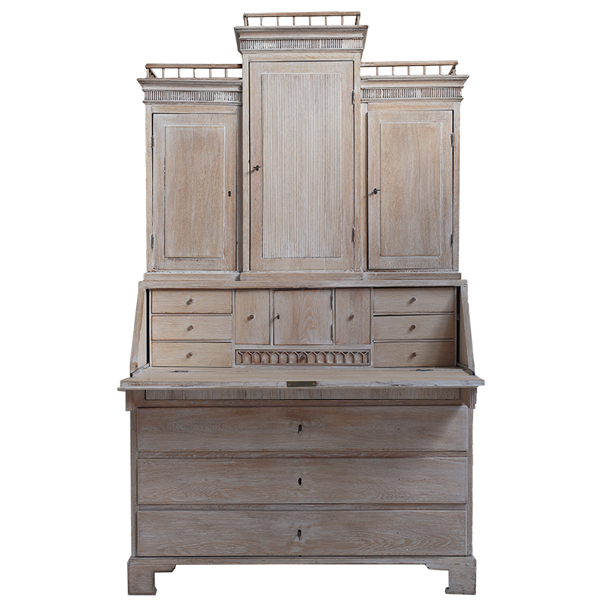 Gustavian Bleached Oak Secretaire