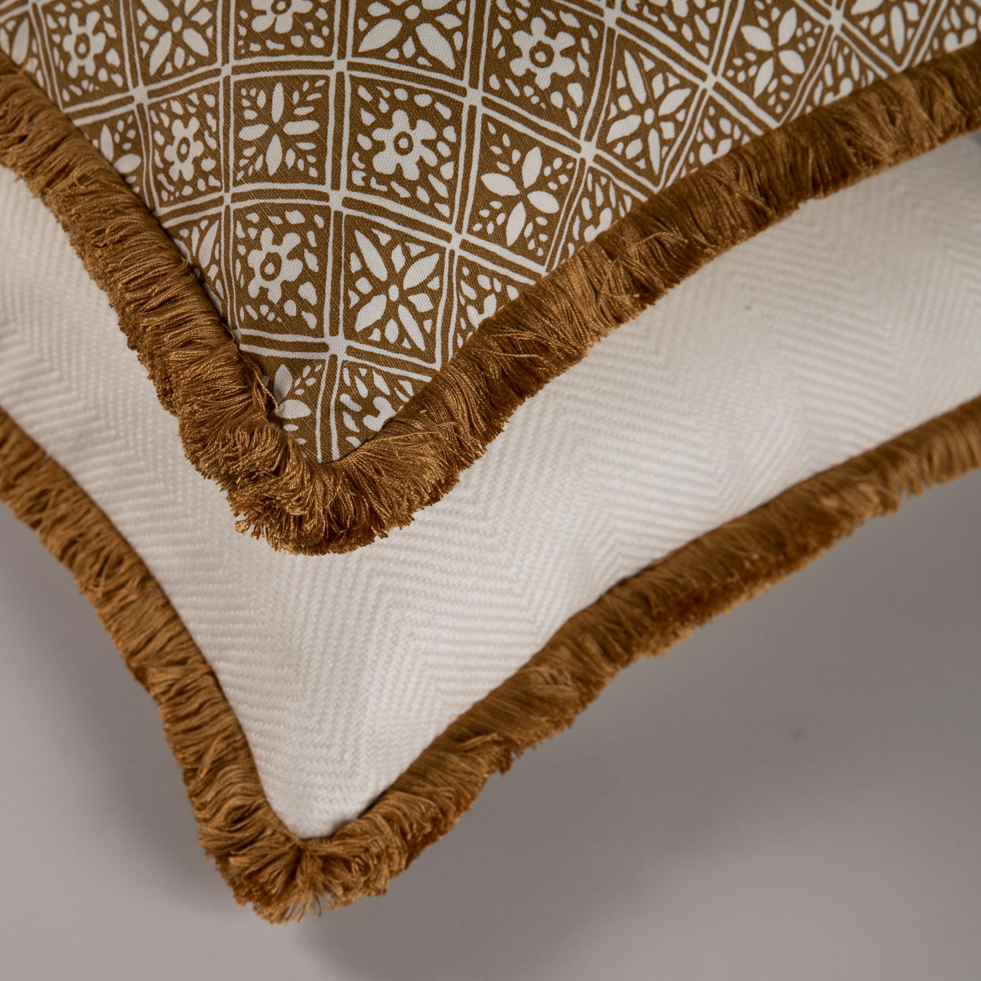 Dorset Cushion - White/Ochre