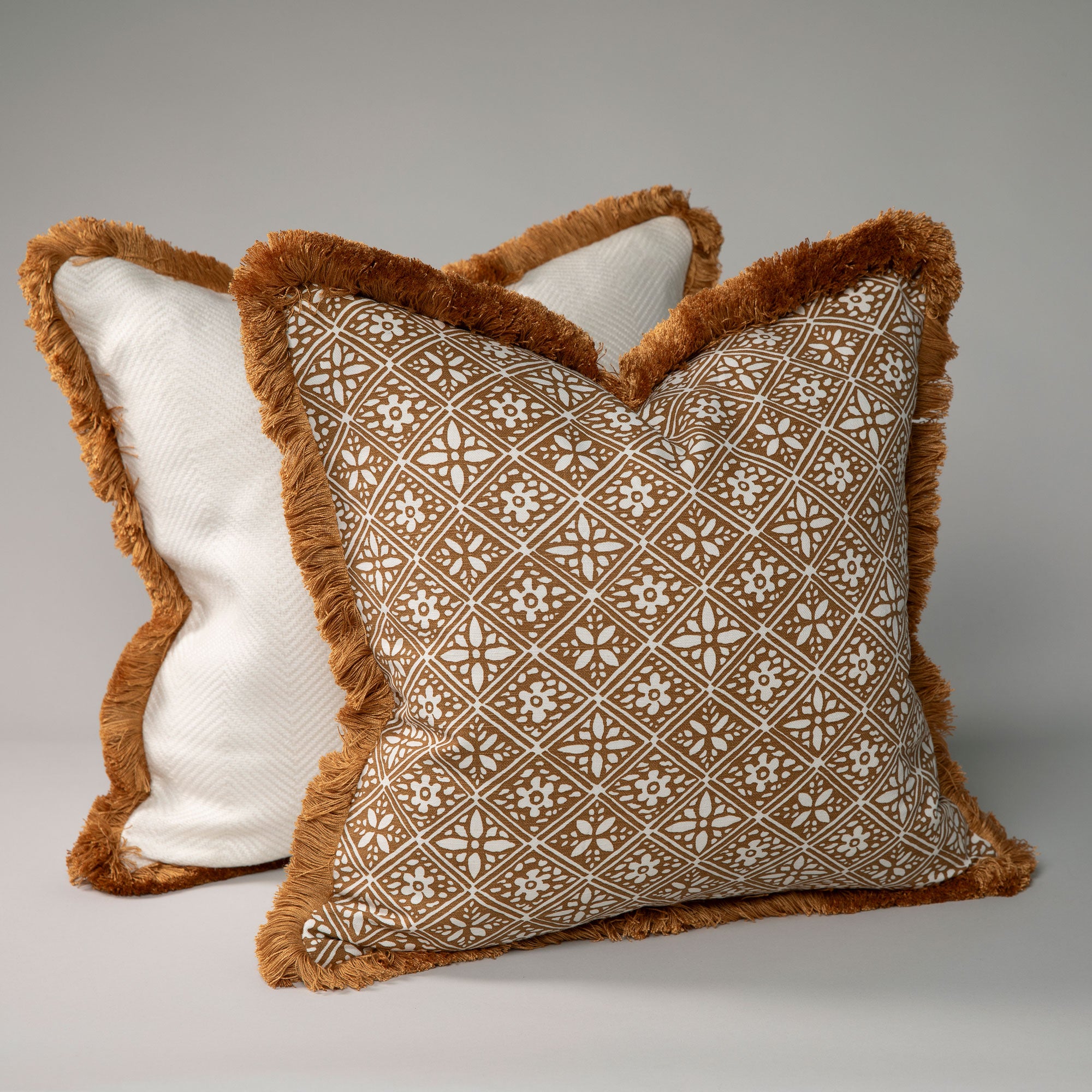 Dorset Cushion - White/Ochre