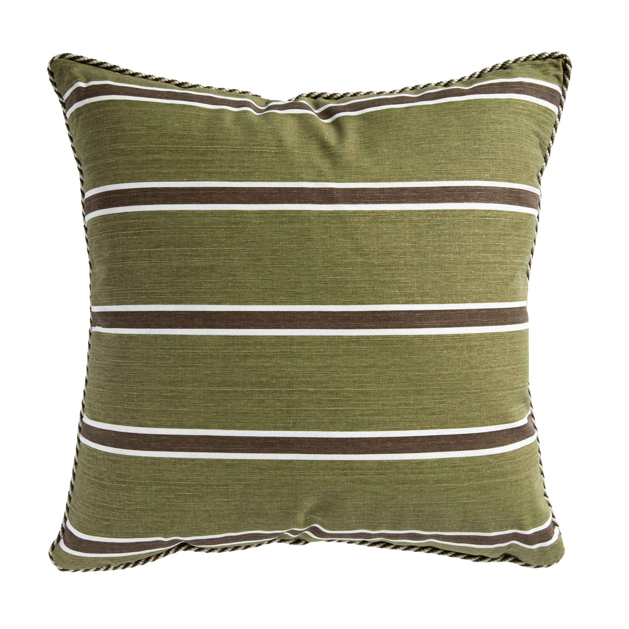 Horizon Stripe Cushion - Brown on Dark Olive