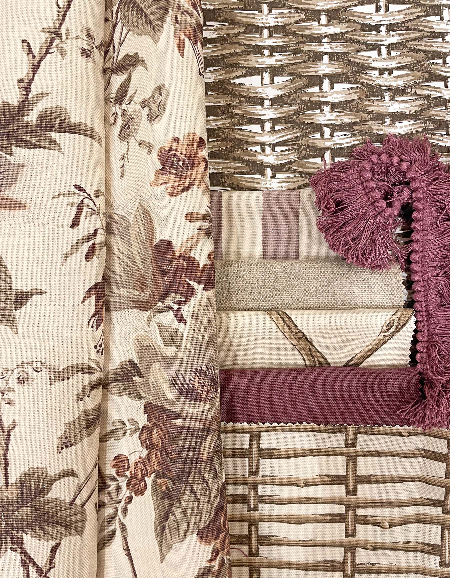 De La Tour - Plum/Brown on Ecru