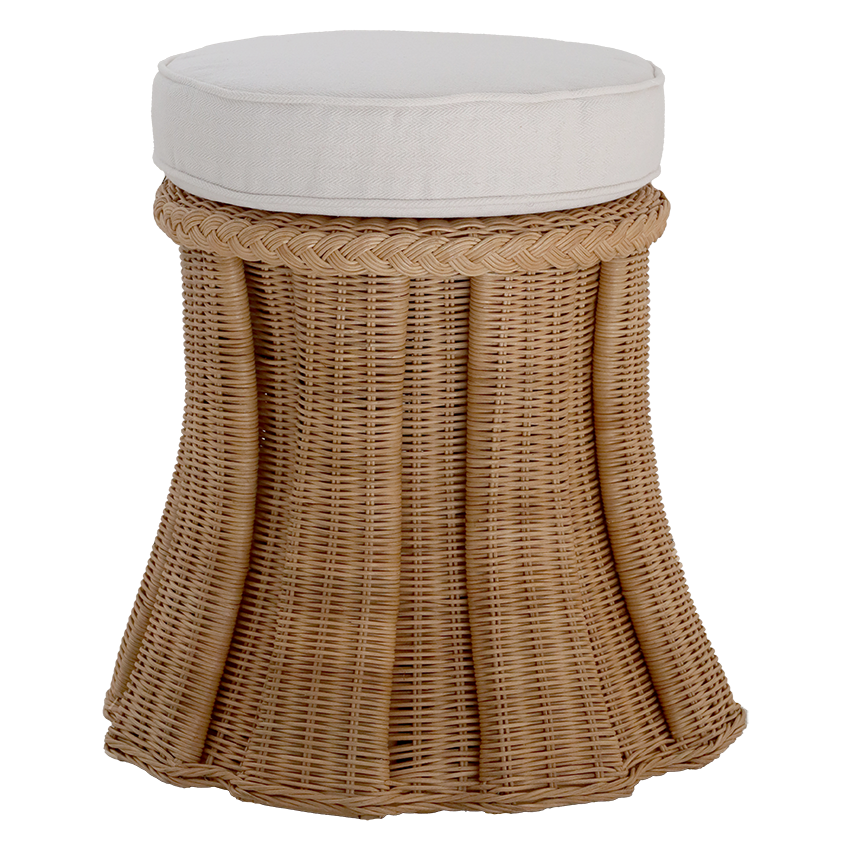 Scalloped Rattan Ottoman