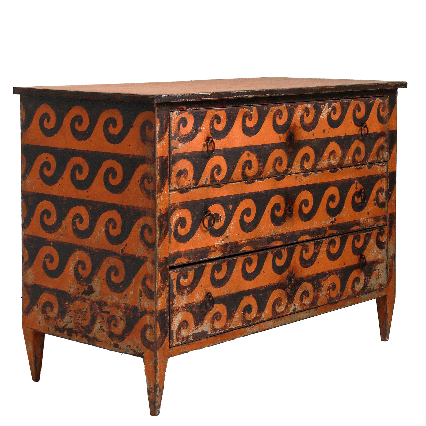 Italian Painted Commode with Wave Motif