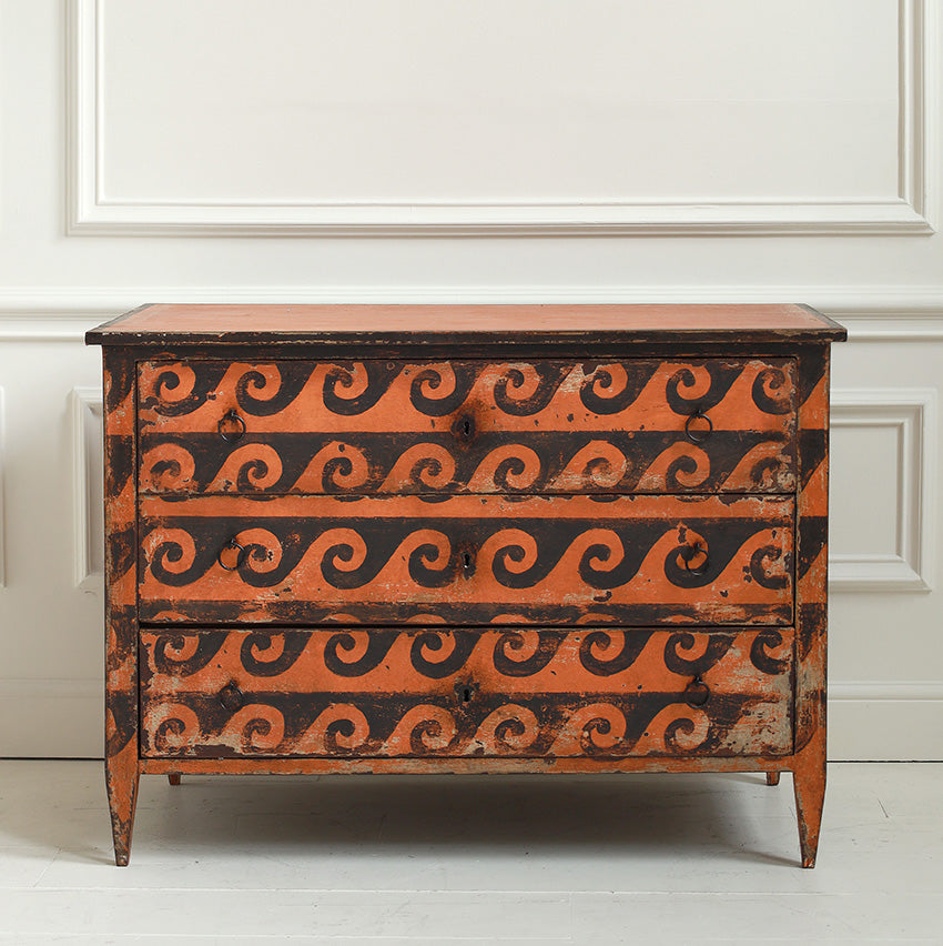 Italian Painted Commode with Wave Motif