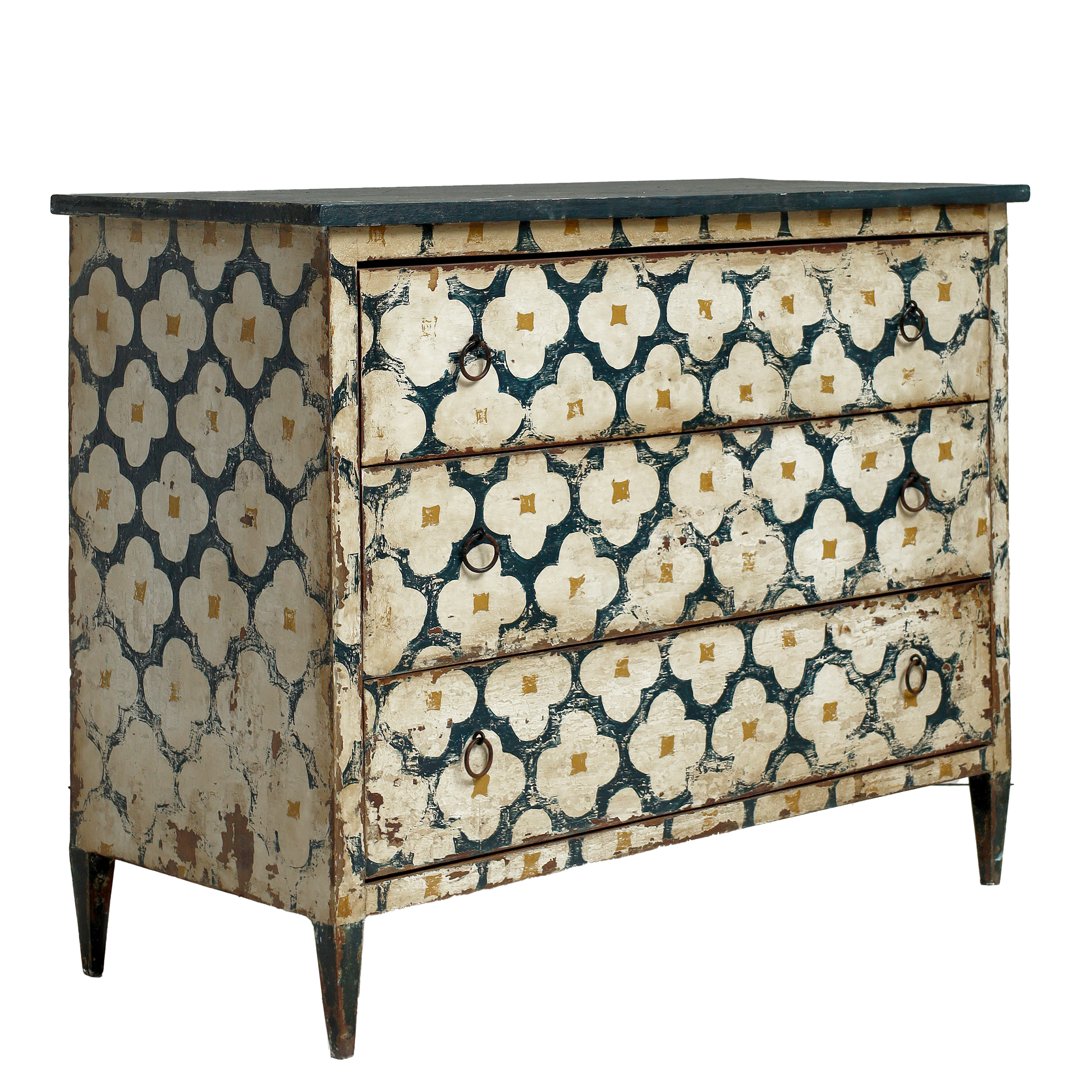 Dresser with floral pattern on a white background