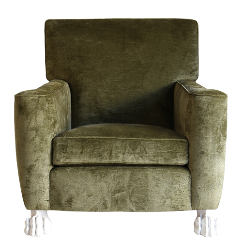 Green armchair on a white background