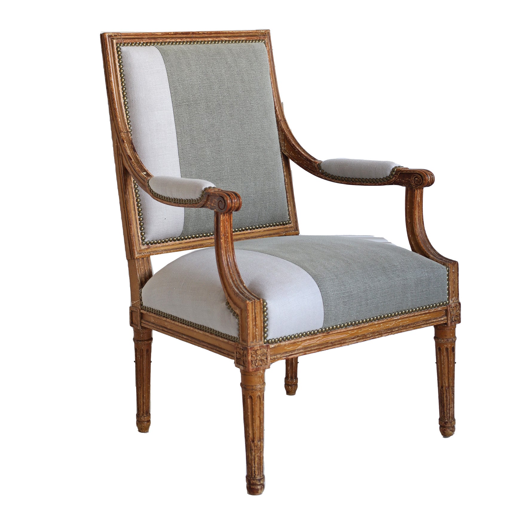 Louis XVI Armchair in Two-Tone Upholstery