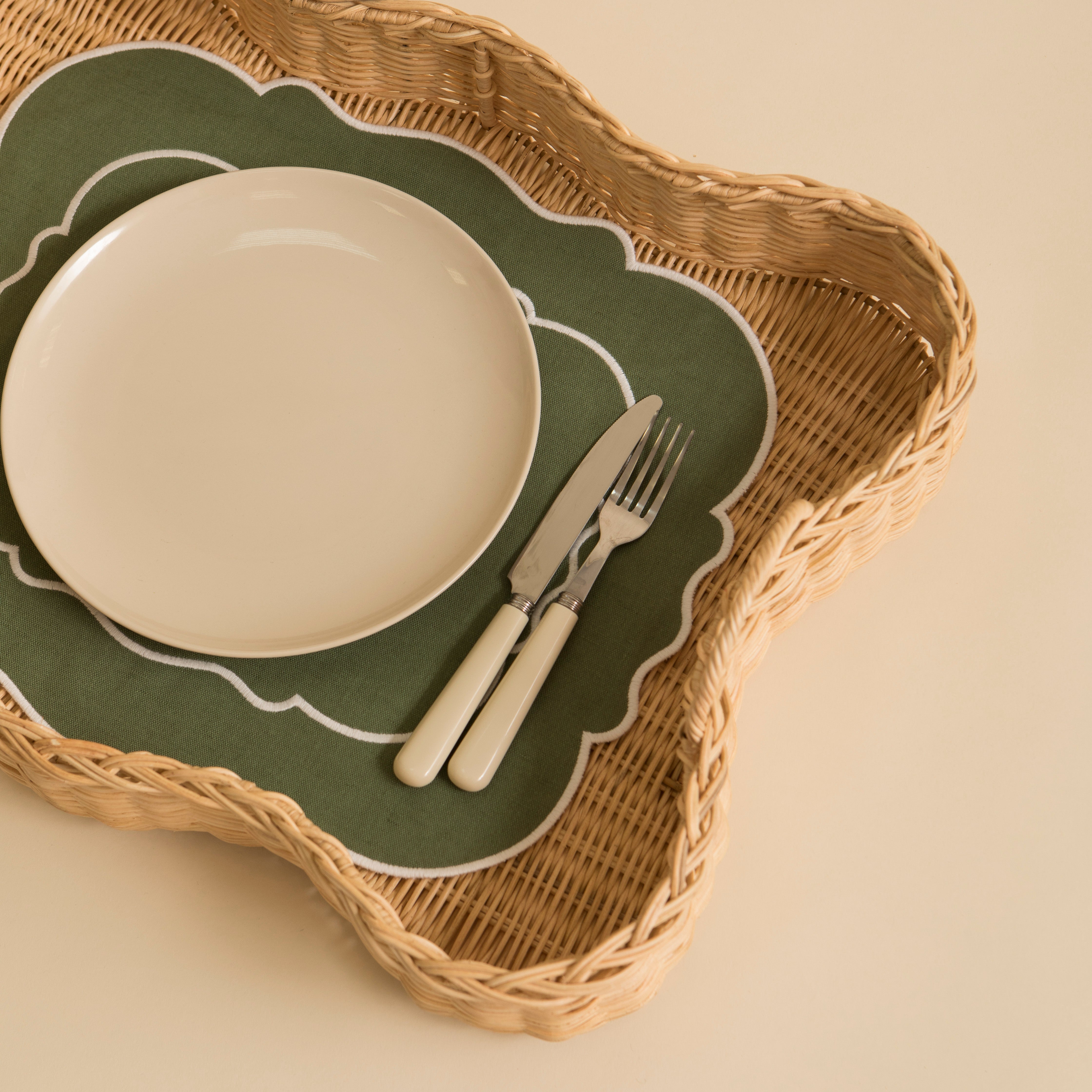 Vera Rattan Scalloped Tray - Large