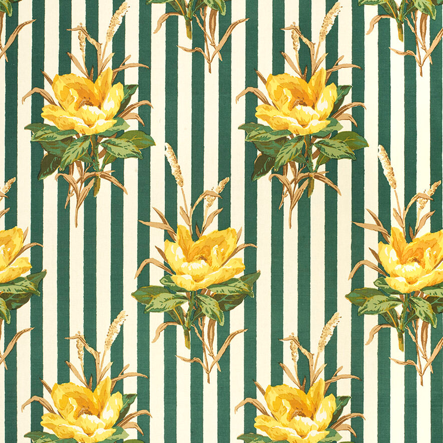 Melba Flower Stripe &#8211; Yellow¦Green