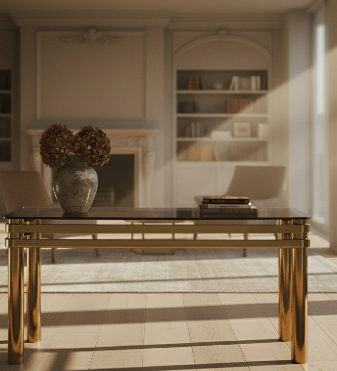 Mid-Century Modernist Brass Console Table