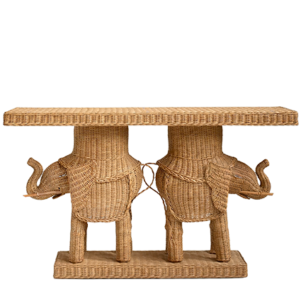 Elephant Rattan Console Table